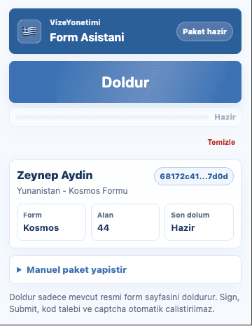Visa form assistant Chrome extension